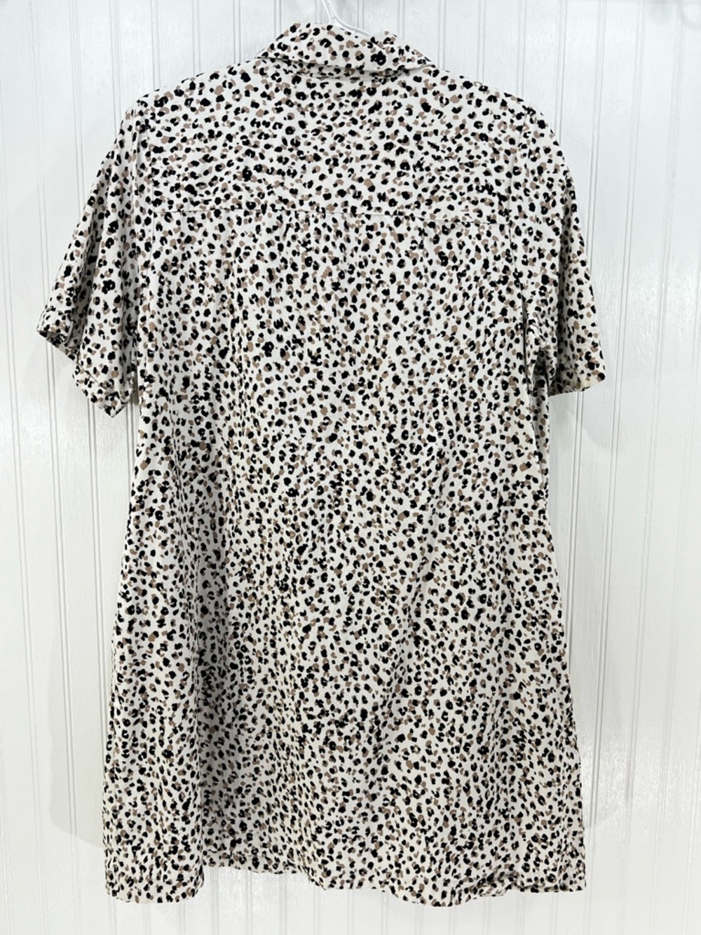 Who What Wear Leopard Print Button Front Shirt Dress Cotton Short Sleeve M - Picture 2 of 7